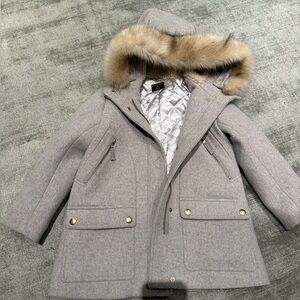 Crew cuts jacket with fake fur trim